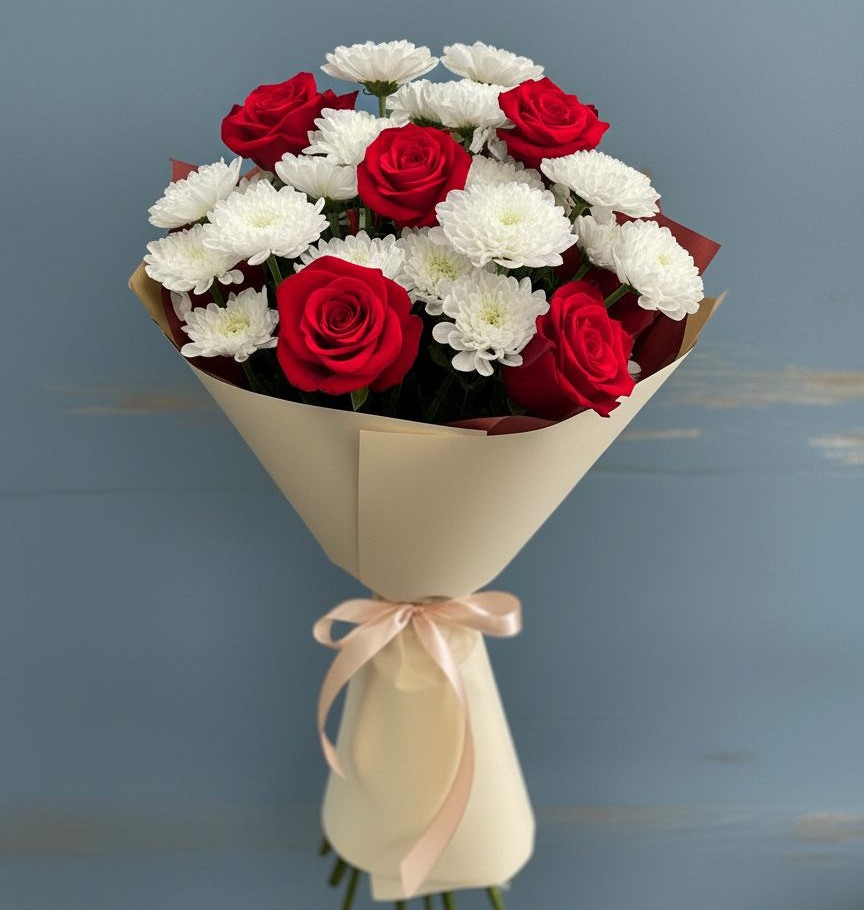 Букет цветов из: Розы и Хризантемы в Пролетарском Белгородской области