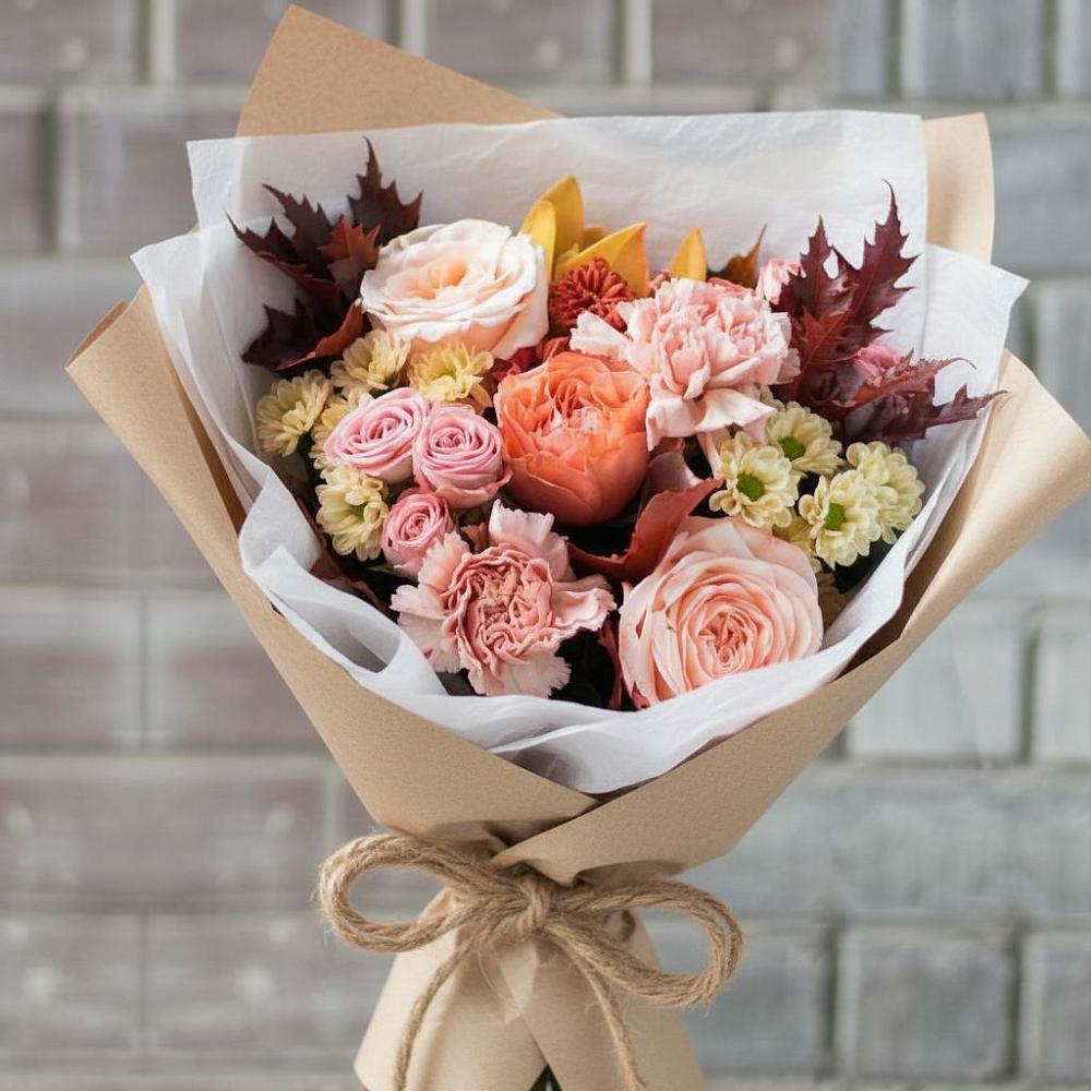 Букет цветов из: Гвоздики, Хризантемы и Розы в Пролетарском Белгородской области