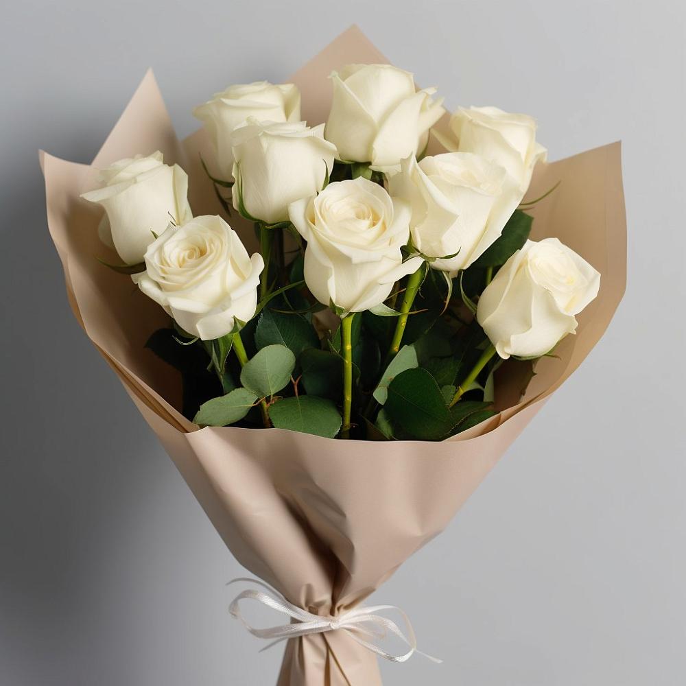 Букет 9 Белых роз Эдлесс Лав в Пролетарском Белгородской области