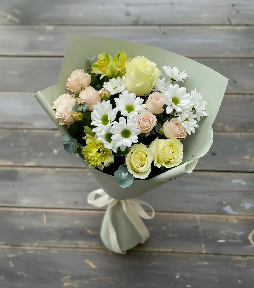 Букет цветов из: Альстромерии, Розы и Хризантемы в Пролетарском Белгородской области