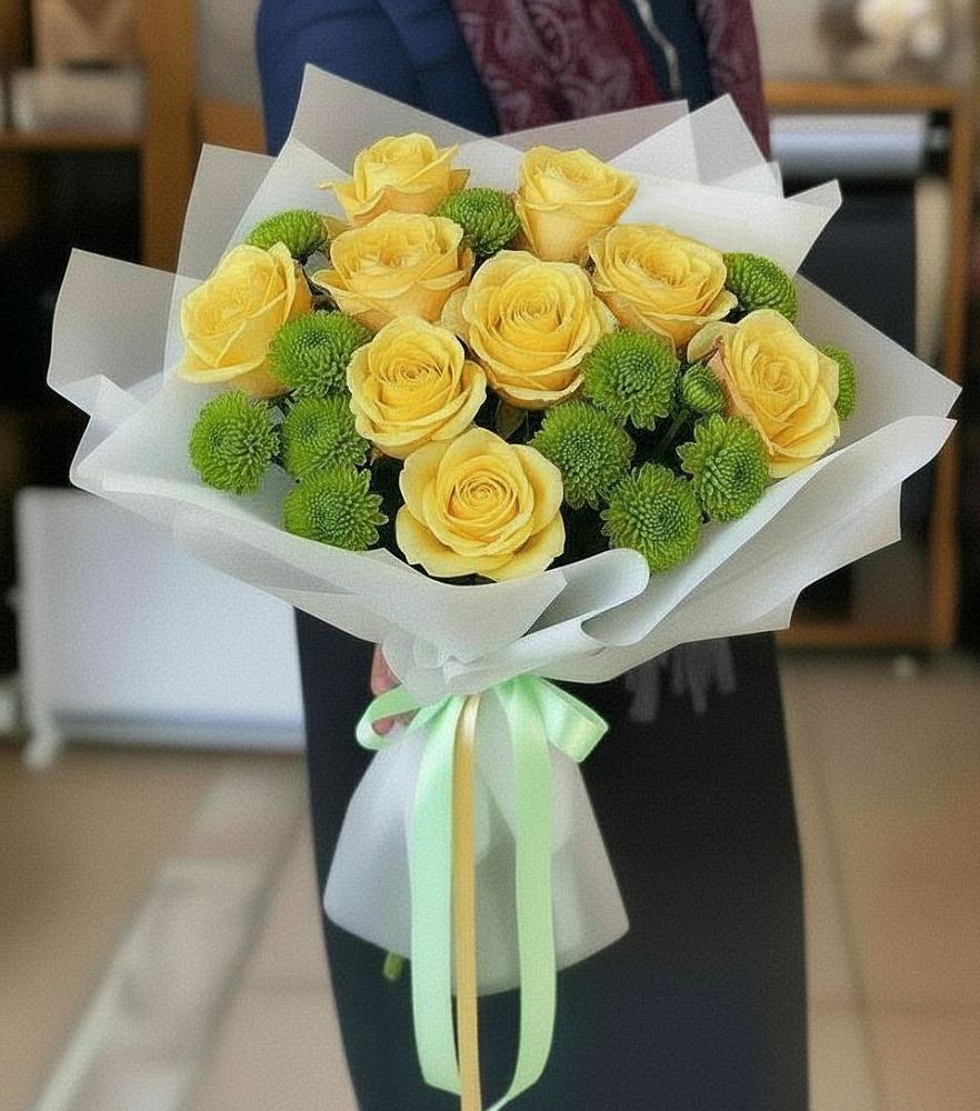 Букет цветов из: Хризантемы и Розы в Пролетарском Белгородской области