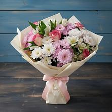 Букет цветов из:  Хризантемы, Альстромерии и Розы в Пролетарском Белгородской области