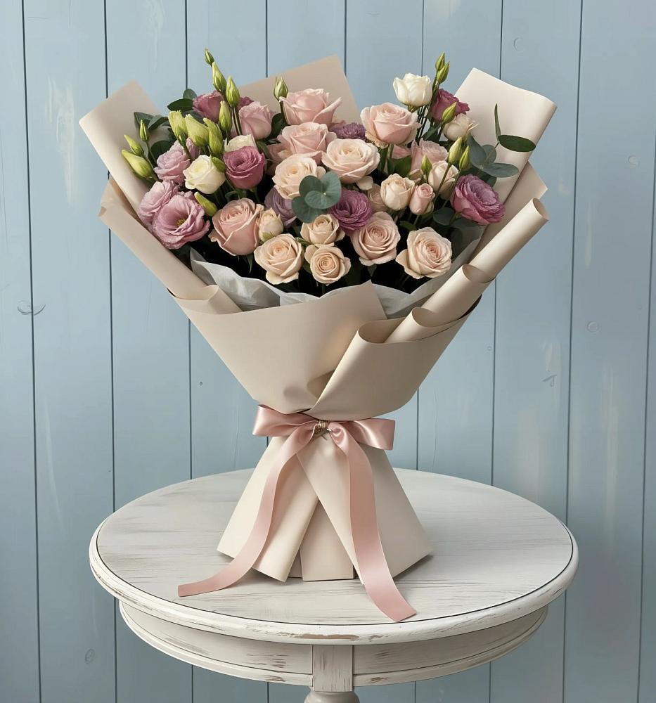 Букет цветов из: Розы и Лизиантусы в Пролетарском Белгородской области