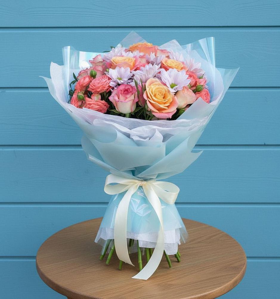 Букет цветов из: Хризантемы и Розы в Пролетарском Белгородской области